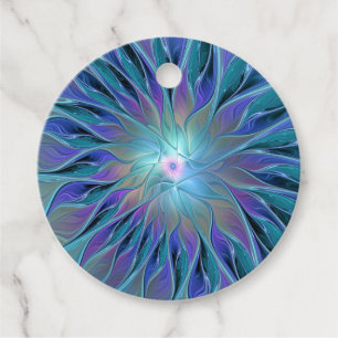 Blue Purple Flower Dream Abstract Fractal Custom Favour Tags