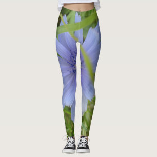 Blue Purple Flower Elegant Floral Leggings