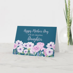 Blue Purple Flowers Daughter Happy Mother's Day Card