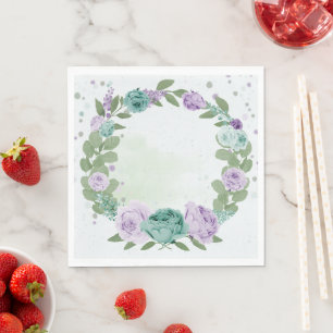 blue purple flowers greenery botanical napkins