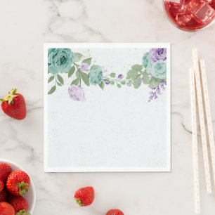 blue purple flowers greenery botanical napkins