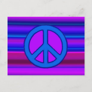 Blue Purple Fractal & Peace Sign Postcard