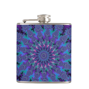 Blue Purple Fractal Tie-Dye Trippy Fun Flask