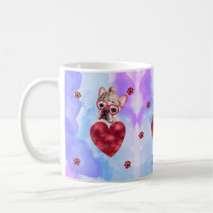 Blue Purple French Bulldog Valentines Day Gift Dog Coffee Mug
