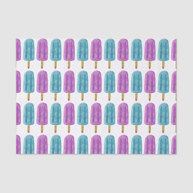 Blue & Purple Frozen Ice Pop Summer Pattern Tissue Paper (Front)