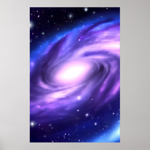Blue Purple Galaxy Acrylic Paint Style Poster