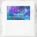 Blue Purple Galaxy Bat Bar Mitzvah Thank You Rectangular Sticker<br><div class="desc">Celebrating a blue and purple galaxy themed bat or bar mitzvah? Create your own elegant thank you stickers for guest favour bags, candy boxes and gifts. You can also change the size and use these easy DIY template stickers as envelope seals for your party invitations. These unique Jewish Star of...</div>