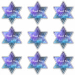 Blue Purple Galaxy Star of David Bar Bat Mitzvah<br><div class="desc">(IMPORTANT NOTE: AT 14 X 14 SHEET SIZE STICKERS ARE 3.5" X 4." Making the sheet size smaller will also make the stickers and text size smaller). At this large sheet size, these Star of David stickers can work beautifully as elegant thank you stickers on guest favour bags, candy boxes...</div>