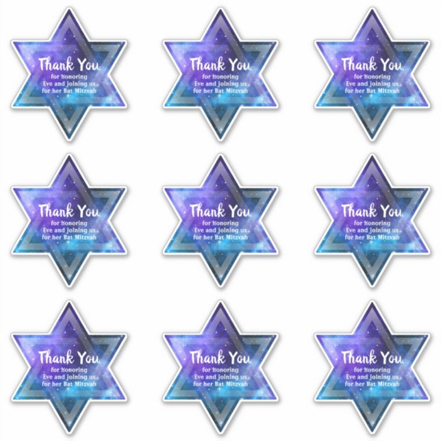 Blue Purple Galaxy Star of David Bar Bat Mitzvah (Front)