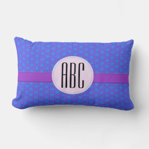 Blue Purple Geometric Personalised Monogram Lumbar Cushion