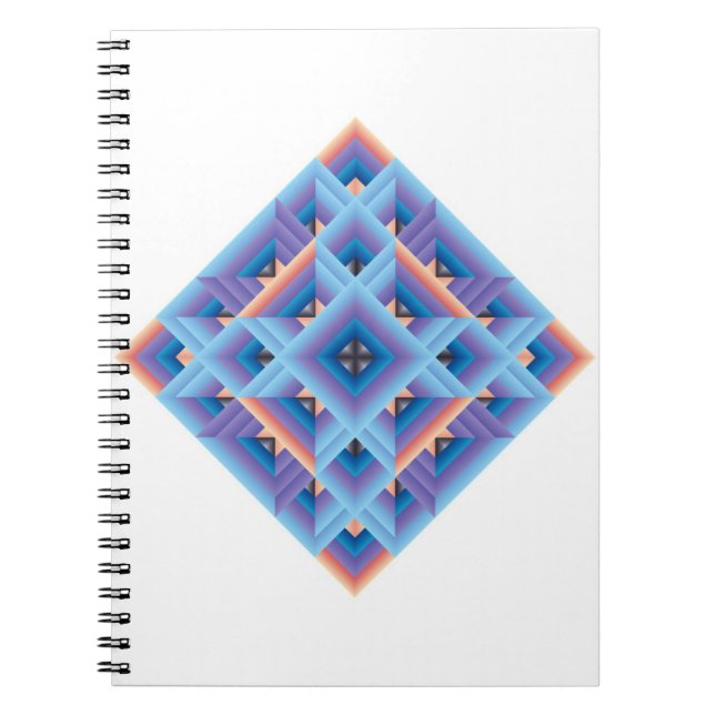 Blue, purple Geometric Quilt Diamond Notebook (Front)