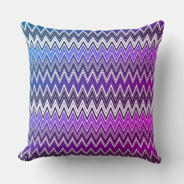 Blue Purple geometric zigzag Cushion (Front)