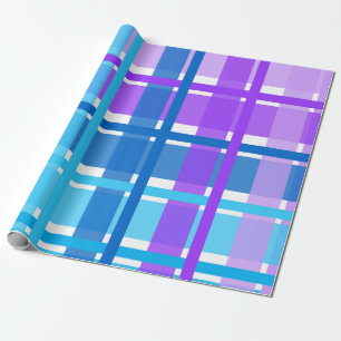 Blue & Purple Gingham Plaid Wrapping Paper