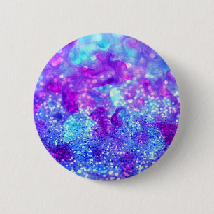 Blue Purple Glitter Abstract 6 Cm Round Badge