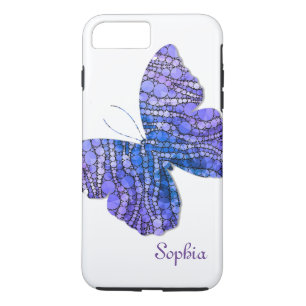 Blue & Purple Glitter Butterfly Personalised iPhone 8 Plus/7 Plus Case
