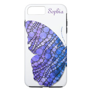 Blue & Purple Glitter Butterfly Personalized iPhone 8 Plus/7 Plus Case