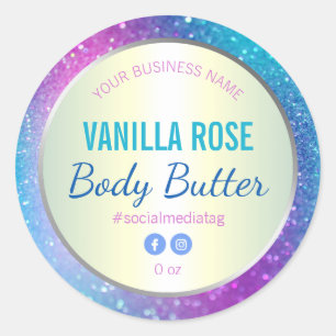Blue Purple Glitter Holographic Product Label