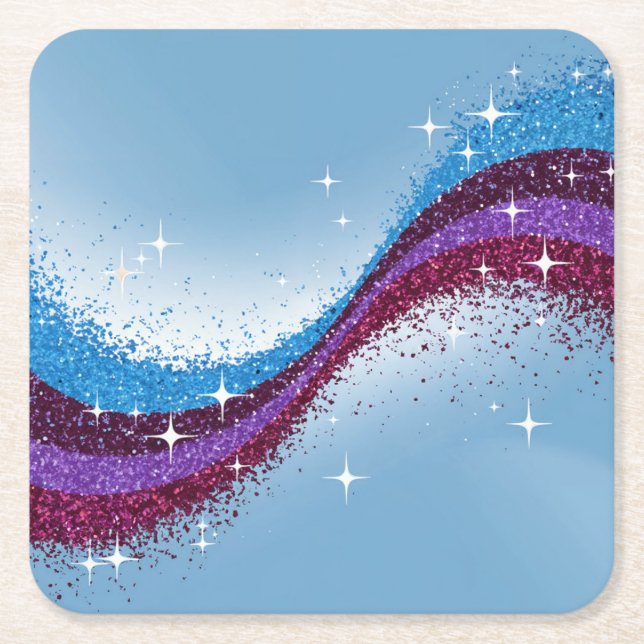 Blue, Purple Glitter Sparkly Coaster Set (Front)