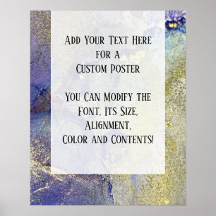 Blue, Purple & Gold Marbled Alcohol Ink DIY Poster