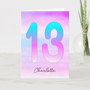 Blue Purple Gradient 13th Birthday Card