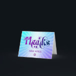 Blue Purple Gradient Bat Mitzvah Bold Retro Boho  Thank You Card<br><div class="desc">Make sure your favourite Bat Mitzvah shows her appreciation to all who supported her milestone event! Send out this fun, boho retro, personalised thank you card. Fun, trendy, bold purple and navy blue typography with modern sans serif typography overlay a background of pop light turquoise and purple ombre gradient rays...</div>