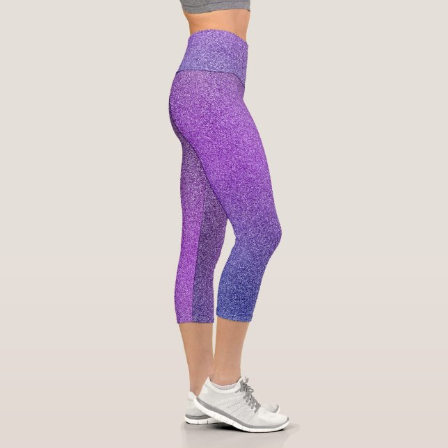 Blue-Purple Gradient Glitters Capri Leggings (Right)