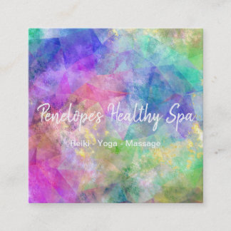 Blue Purple Green Abstract Square Business Card