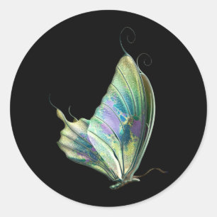 Blue Purple Green Butterfly Classic Round Sticker