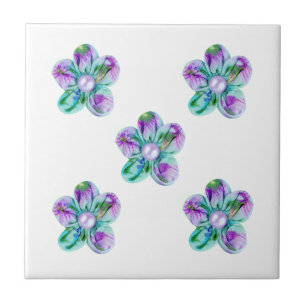 Blue, purple, green flowers for kitchen ceramic tile
