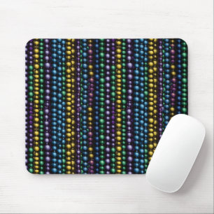 BLUE PURPLE GREEN GOLD MARDI GRAS BEADS MOUSE PAD