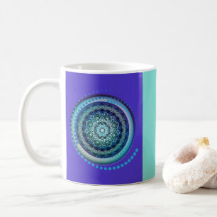 Blue Purple Green Medallion Design on Mug