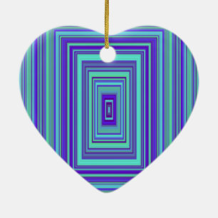 Blue Purple Green Rectangles Geometric Art Ceramic Tree Decoration