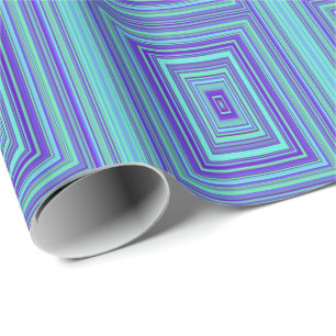 Blue Purple Green Rectangles Geometric Art Wrapping Paper