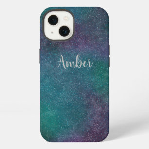 Blue Purple Green Sparkle Sky Galaxy Personalised iPhone 13 Case