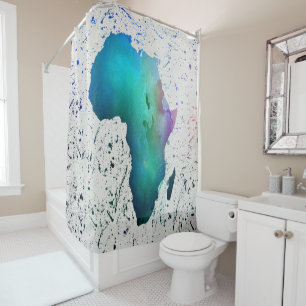 Blue, Purple & Green Watercolor Africa Shower Curtain