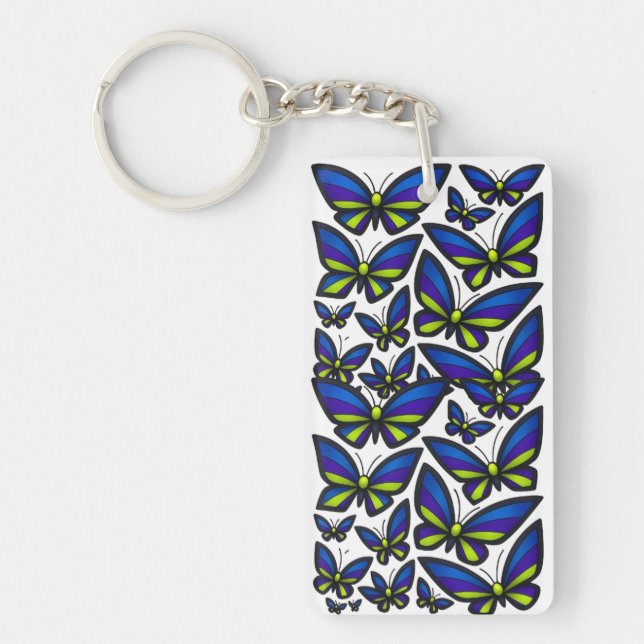 Blue Purple Green Wings Now Key Ring (Front)