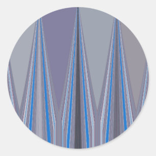 Blue, Purple, Grey Chevron Art Print Classic Round Sticker