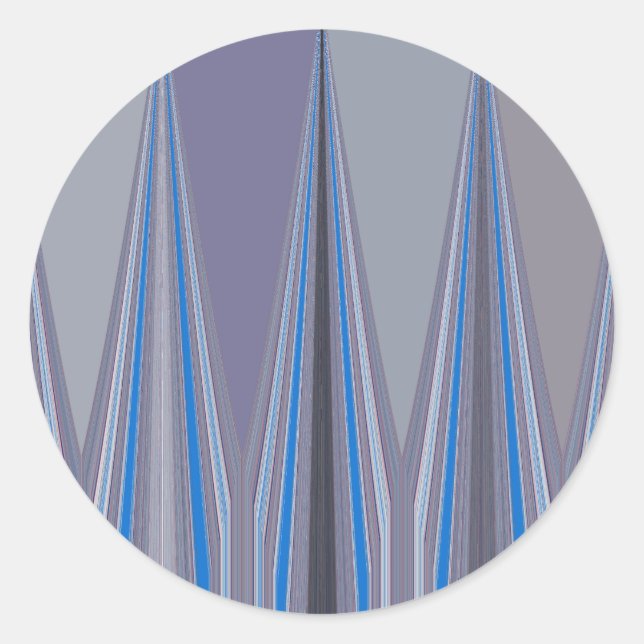 Blue, Purple, Grey Chevron Art Print Classic Round Sticker (Front)