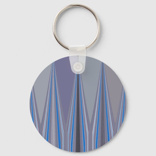 Blue, Purple, Grey Chevron Art Print Key Ring (Front)