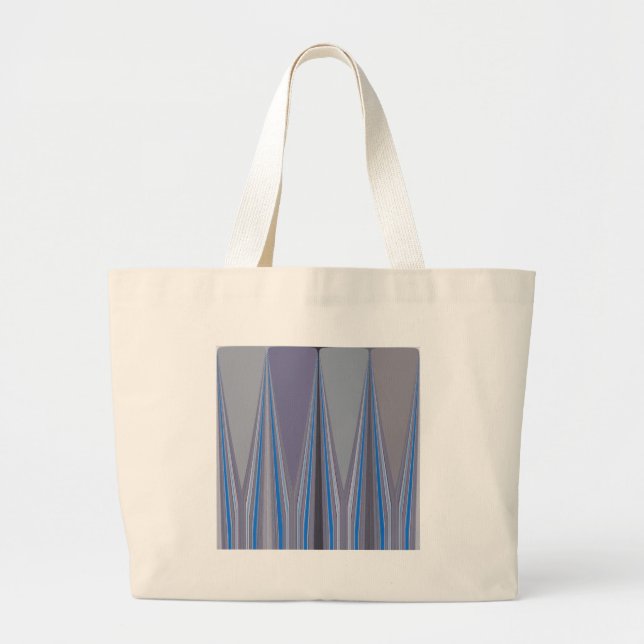 Blue, Purple, Grey Chevron Art Print Large Tote Bag (Front)