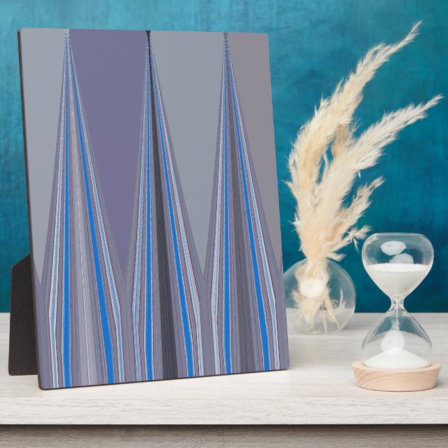 Blue, Purple, Grey Chevron Art Print Plaque (Side)