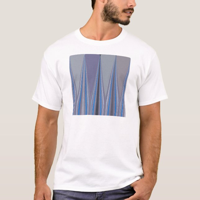 Blue, Purple, Grey Chevron Art Print T-Shirt (Front)