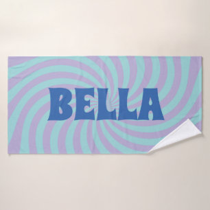 Blue & Purple Groovy Swirl Custom Name Bath Towel