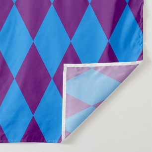 Blue Purple Harlequin Checkered Design Fabric