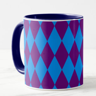 Blue Purple Harlequin Checkered Design  Mug