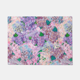Blue Purple Hydrangea and Lilac Doormat