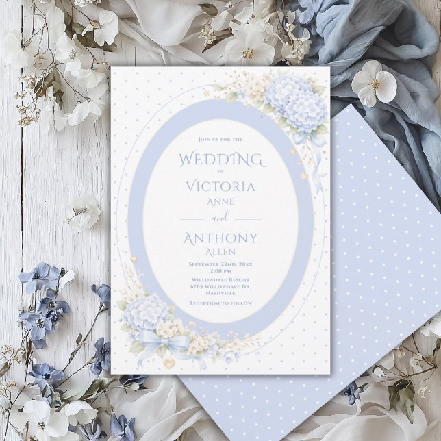 Blue Purple Hydrangeas Frame Elegant Wedding Invitation (Creator Uploaded)