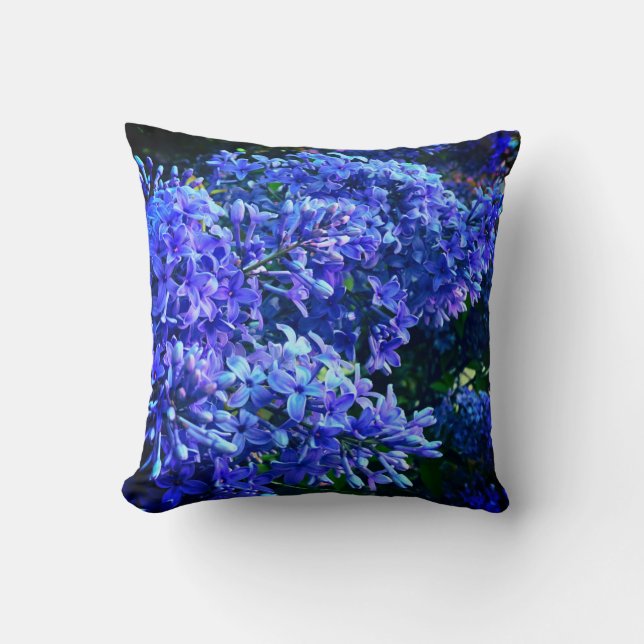 Blue purple lilacs romantic blue floral photo cushion (Front)