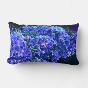Blue purple lilacs romantic blue floral photo lumbar cushion