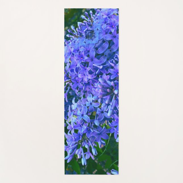 Blue purple lilacs romantic blue floral photo yoga mat (Front)